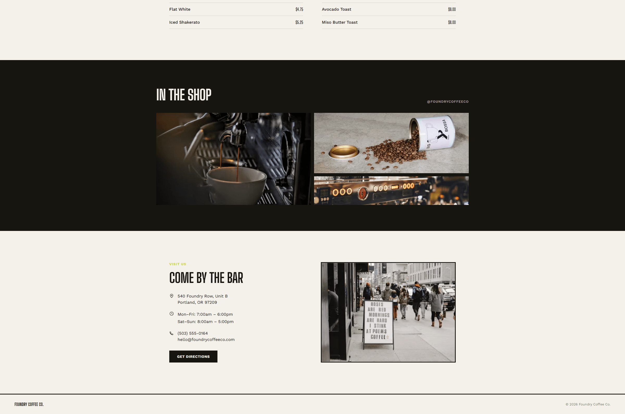 Café site — desktop