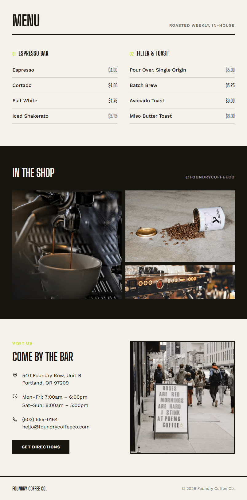 Café site — mobile