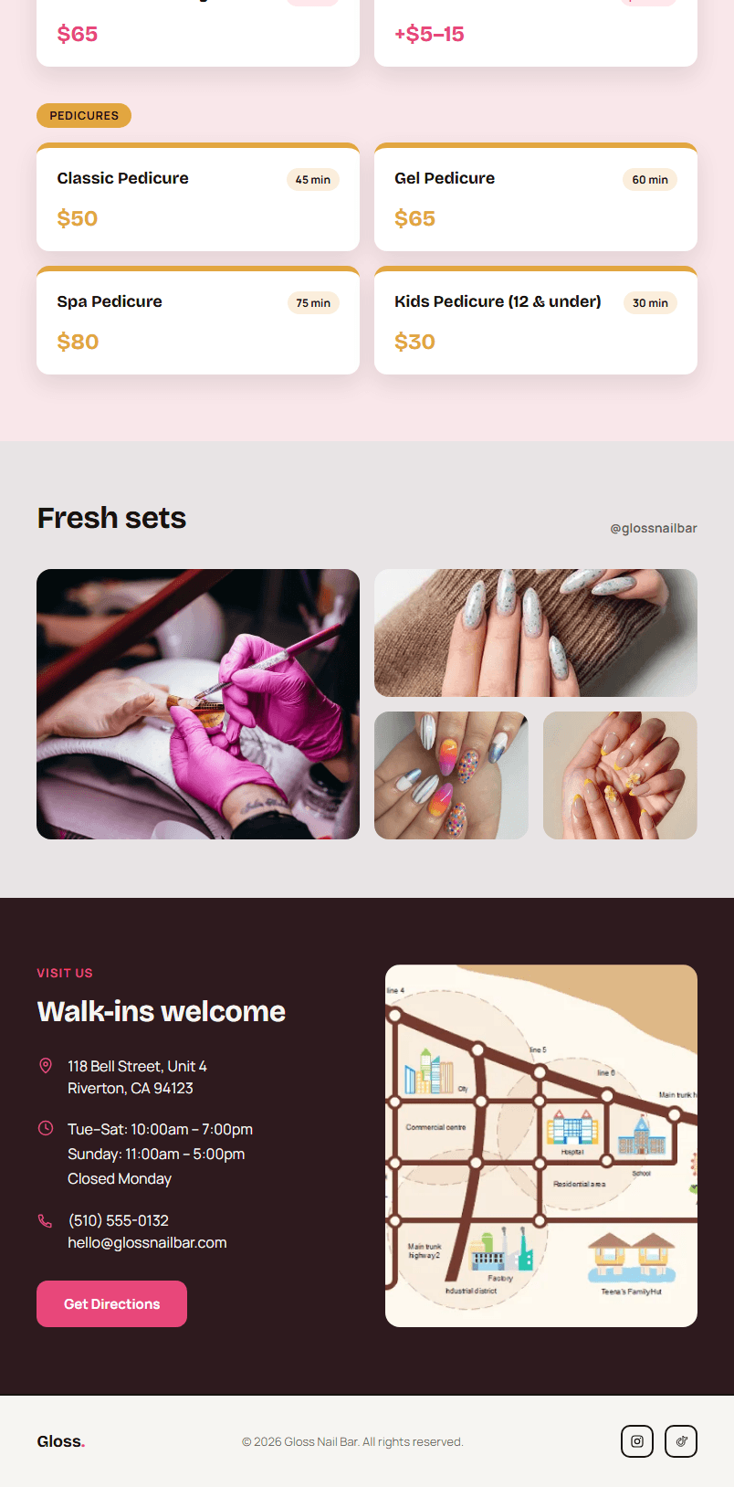 Nail salon site — mobile