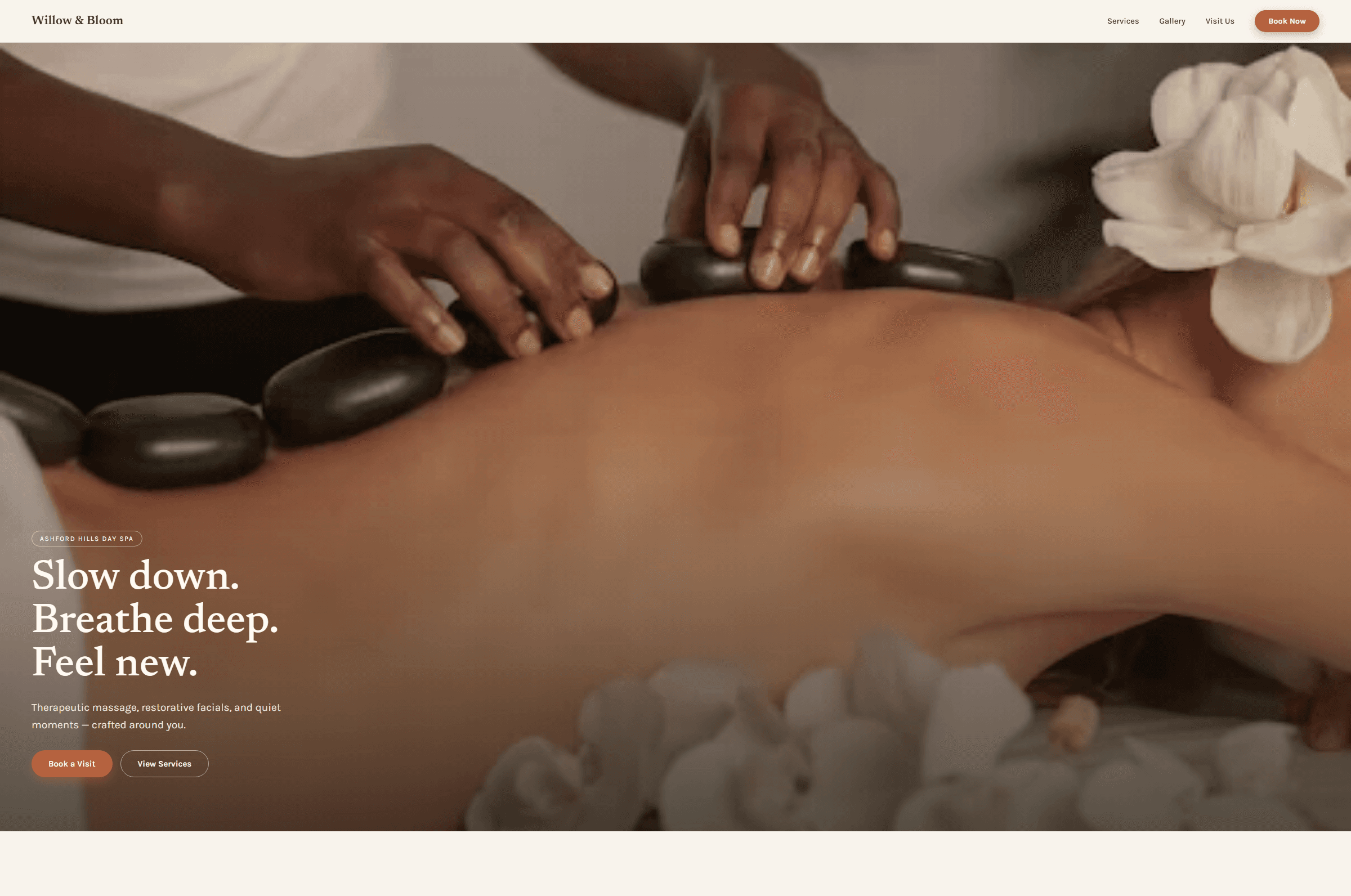 Spa site home page — desktop