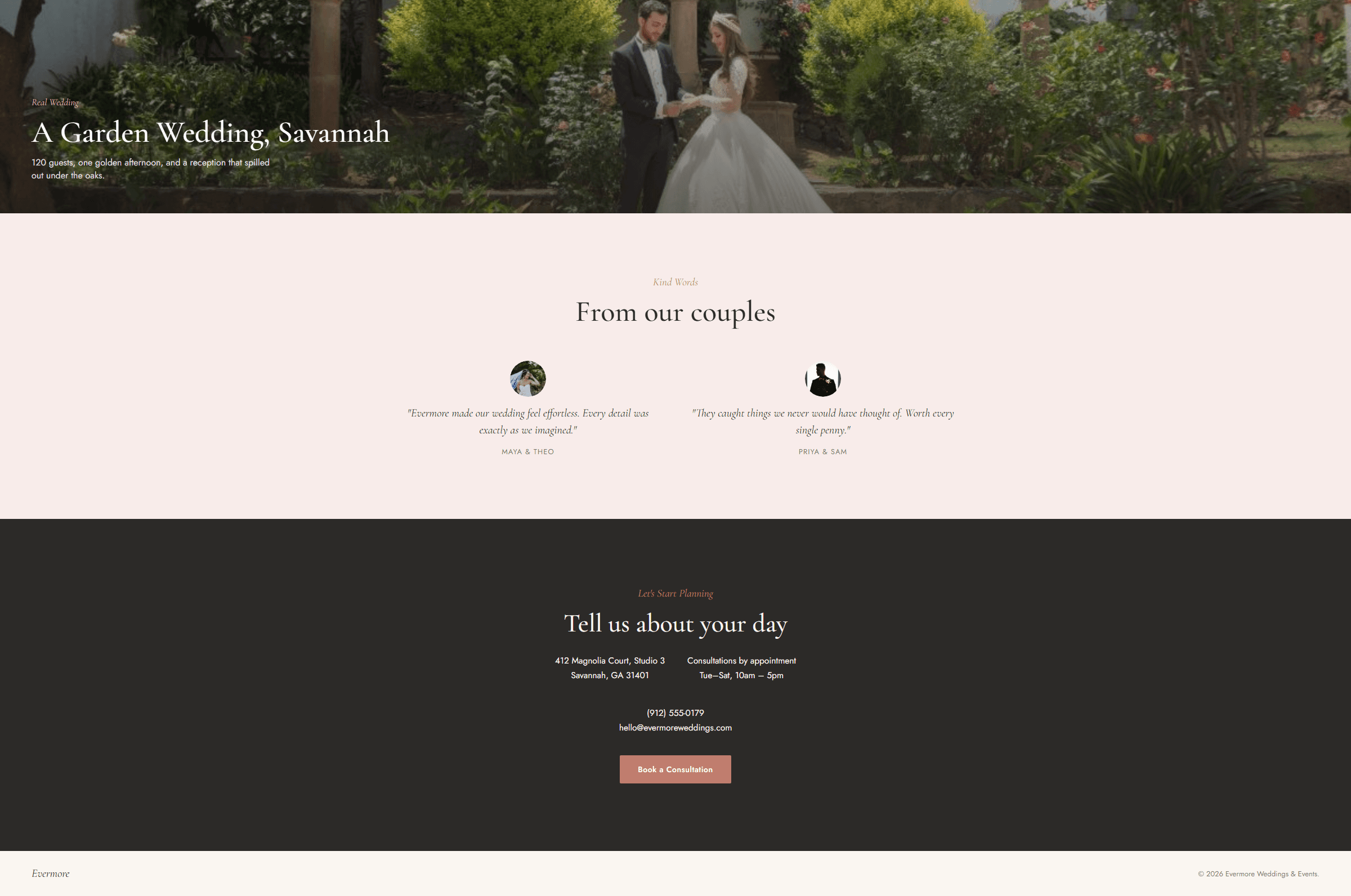Wedding site — desktop