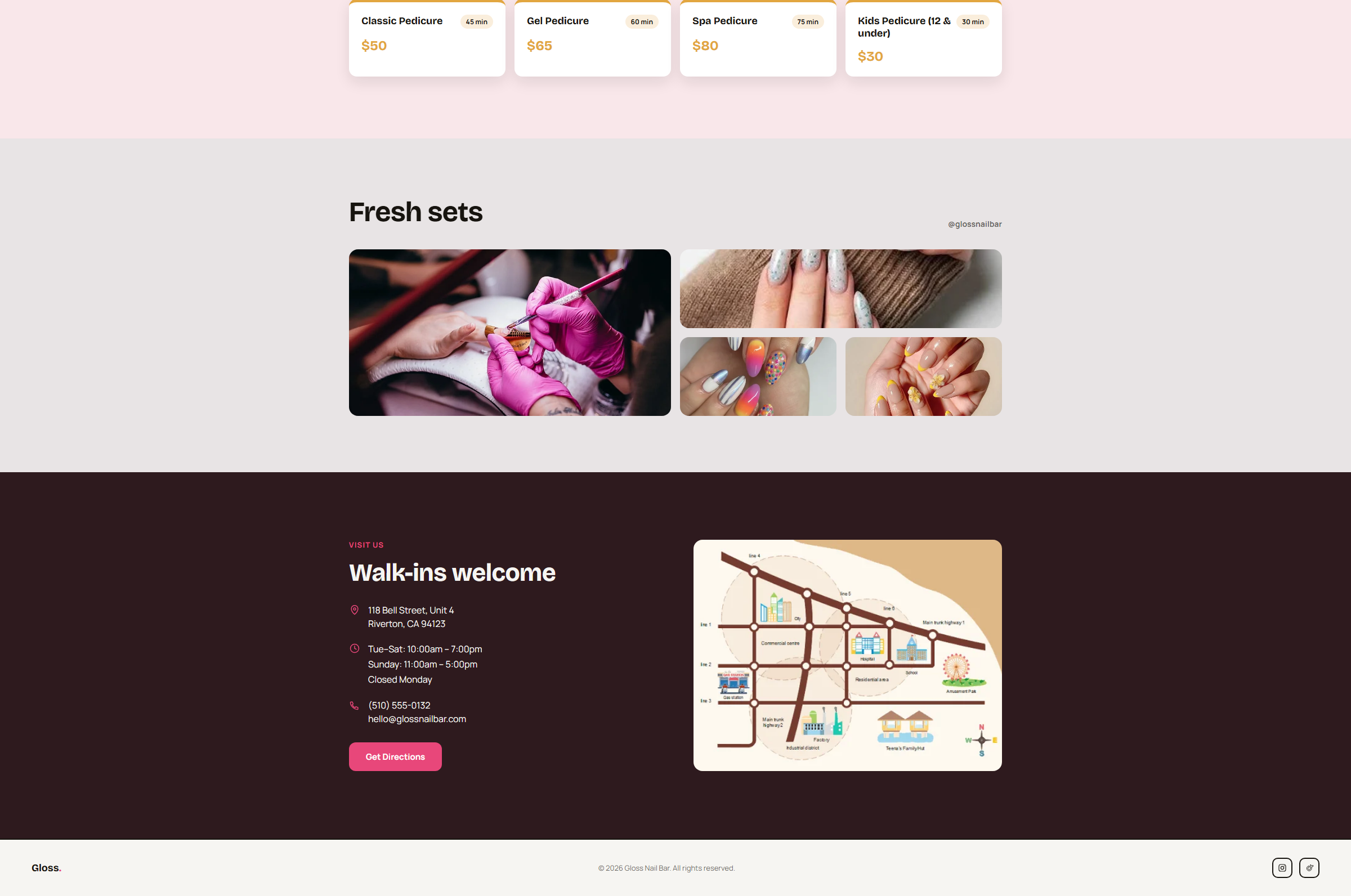 Nail salon site — desktop