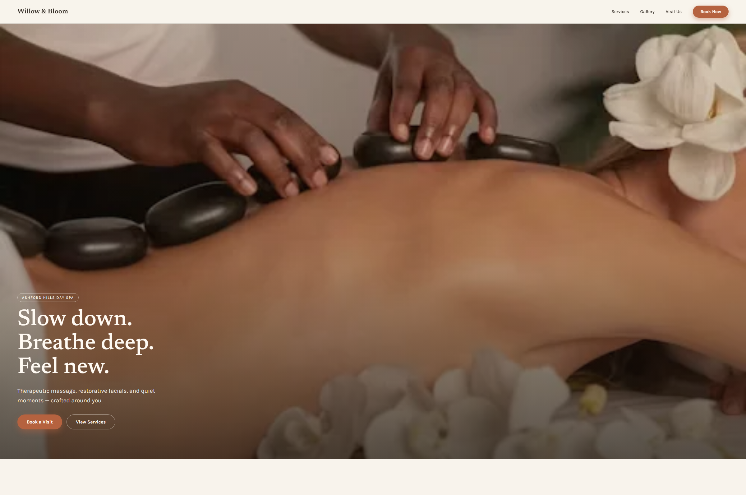 Spa site home page — desktop